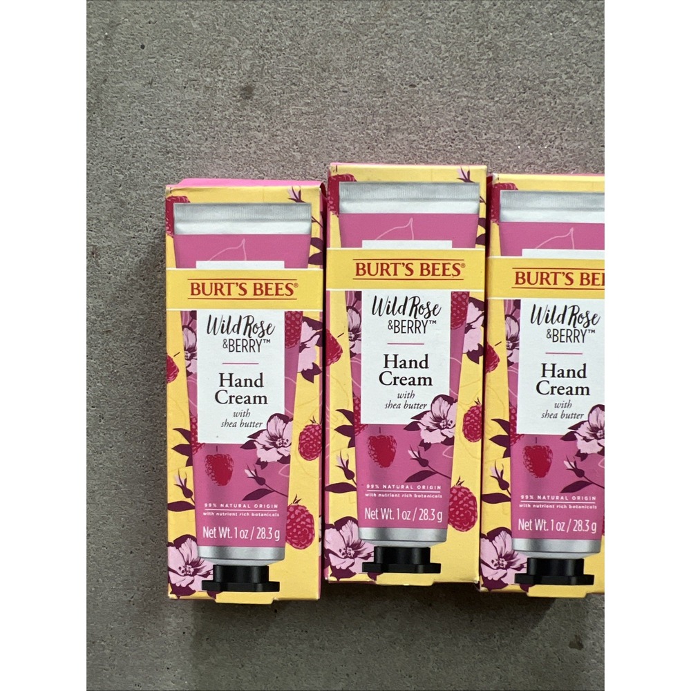 3 Pack Burts‎ Bees Wild Rose and Berry Hand Cream 1 OZ With Shea Butter